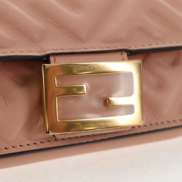 FENDI Zucca Canvas Trifold Wallet Leather Pink Gold Auth BA6630M - Picture 9 of 16